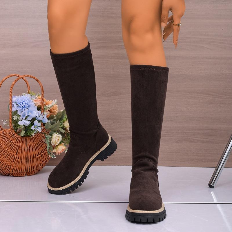 Новые женские ботинки на высокой платформе с толстой подошвой, больших размеров и эластичные ботинки