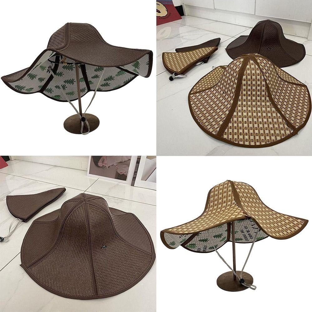 Соломенная шляпа с большим карнизом, солнцезащитная кепка для вентилятора, практичная пляжная шляпа