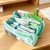 Mesh Bag Organizer Pencil Case Waterproof Large Capacity Pouch Canvas Stationery School Supplies Multi-Compartment Zipper for Students Girls