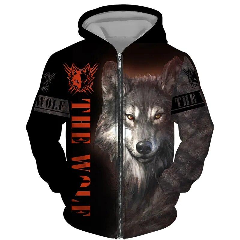 Cool 3D Wolf Printed Zipper Hoodies Fashion Men/Women Streetwear Hooded Jacket Coat Unisex Casual Hip Hop Pullover Sweatshirts