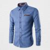 Men Solid Color Long Sleeve Jeans Shirts Breathable Casual Denim Top for Work