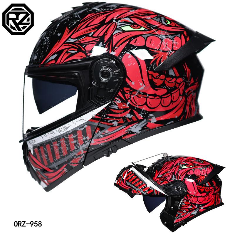 Электрический велосипедный шлем Orz, мужской и женский шлем с открытым лицом, двойное зеркало, хвостовое крыло, полуполное покрытие, персонализированный, всесезонный, Bluetooth пара