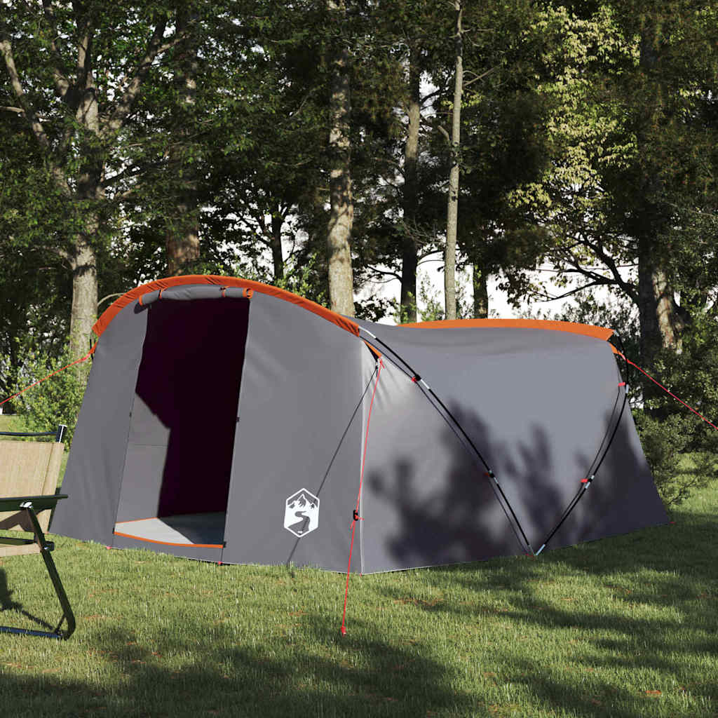 Tunnel Tent for 4 Persons Gray and Orange 318 x 275 x 140 cm