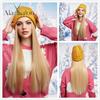 ALAN Hat Wigs Cap Long BLonde Straight Wig Connect Winter Knitted Beanie Hat Heat Resistant Hair Pieces Hair Extensions