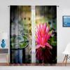 Цветок лотоса с розоватыми лепестками, кувшинка, зеленые тюлевые шторы для гостиной, спальни, кухни, шифоновые прозрачные шторы, шторы