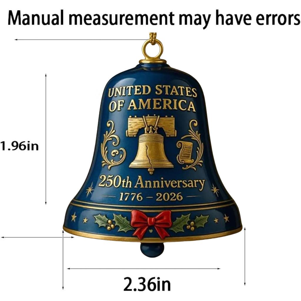 250th Anniversary Bell Ornament Vintage-Style Metal Doorbell 250th Commemorative Bell Ornament for Home Or Garden Christmas Tree