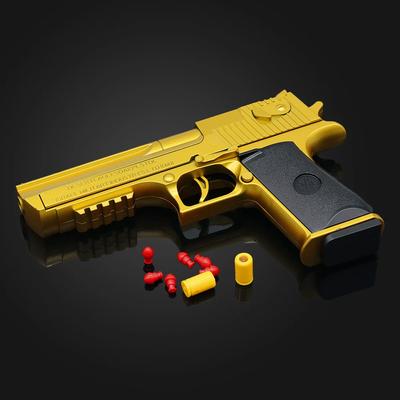 Механический автоматический пистолет-игрушка Desert Eagle для стрельбы очередями с выбросом гильз, мягкими пулями, для детей, для уличной целевой игры