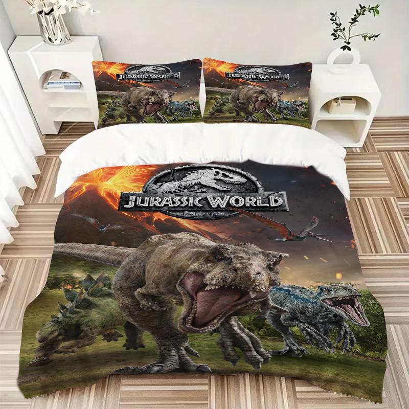 Jurassic World Dinosaur Adventure Print 3Pcs Bedding Setduvet Cover With 2 Bedropillowcase Home Birthday Gift
