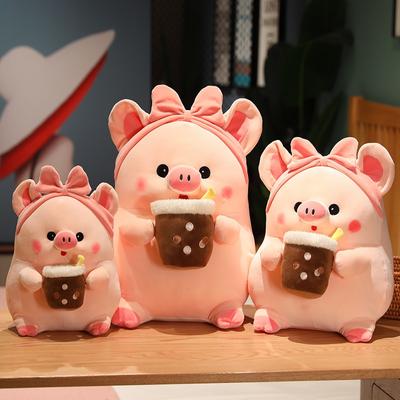 1 шт., 30/40/60 см, Kawaii, мультяшный поросенок, плюшевые игрушки, мягкие животные, свинья, держащая пузырьковую чашку, подушка, куклы, фантастический подарок для ребенка