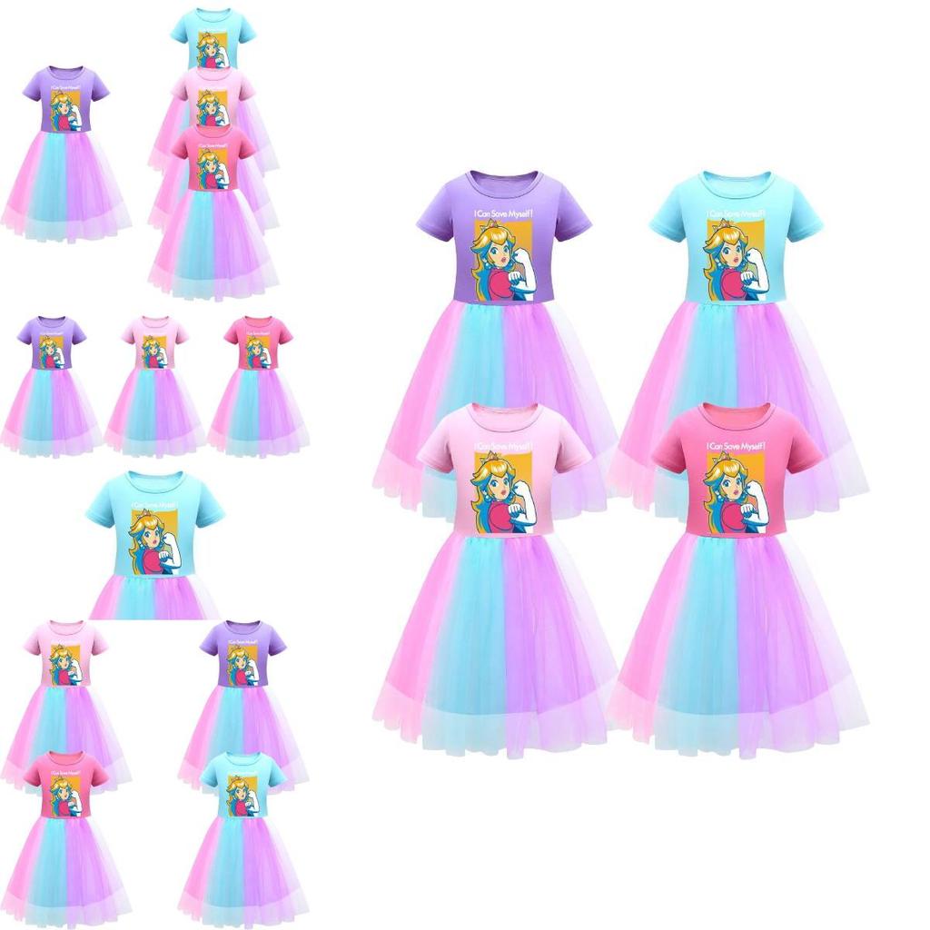 Платье для девочек Super Mario Princess Peach Rainbow Lace фиолетового, красного и розового цвета