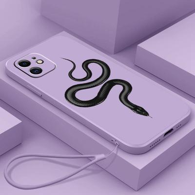 N71 Черное золото Змея с ремешком Силиконовые чехлы для телефонов с прямыми краями для Xiaomi Poco X5 F6 Redmi Note 13 Pro 12C Realme C55 Противоударный чехол Huawei