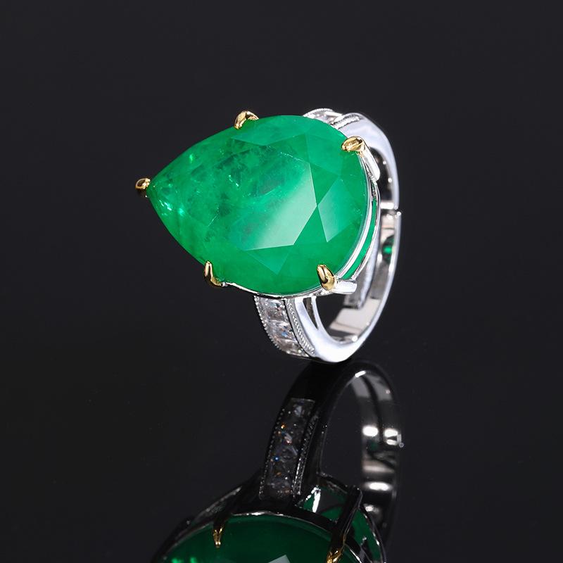 Ювелирные изделия Кольцо с розовым цирконием, цветное драгоценное кольцо Para Blue, открытое кольцо с изумрудным цирконом