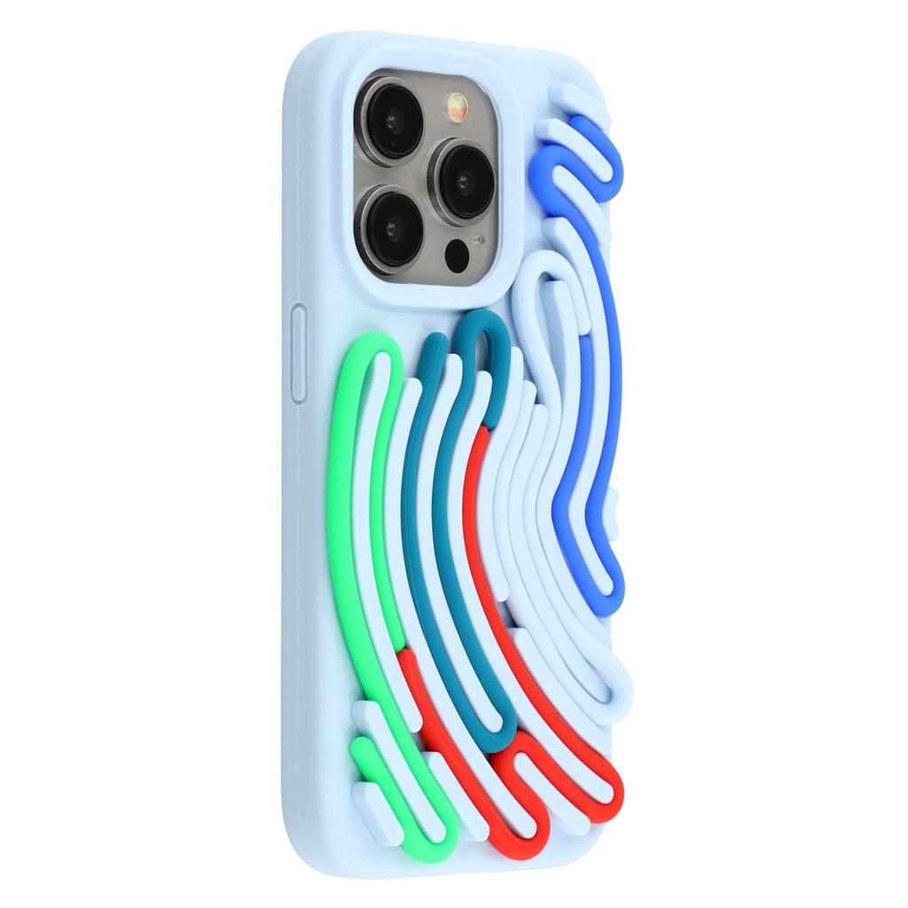 For iPhone 14 Pro Max Case 3D Stress Relief DIY Colorful Bar Silicone PC Phone Cover Arc Stripe