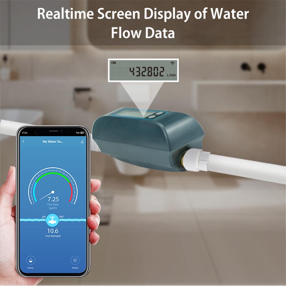 Умный WiFi-клапан для воды IP66 Водонепроницаемый Расход воды и счетчик воды ЖК-дисплей Двухдиапазонный расходомер Удаленное управление через приложение