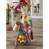 GMXIA Women's V-Neck Short Sleeve Dress Multicolour Printed Evening Dresses