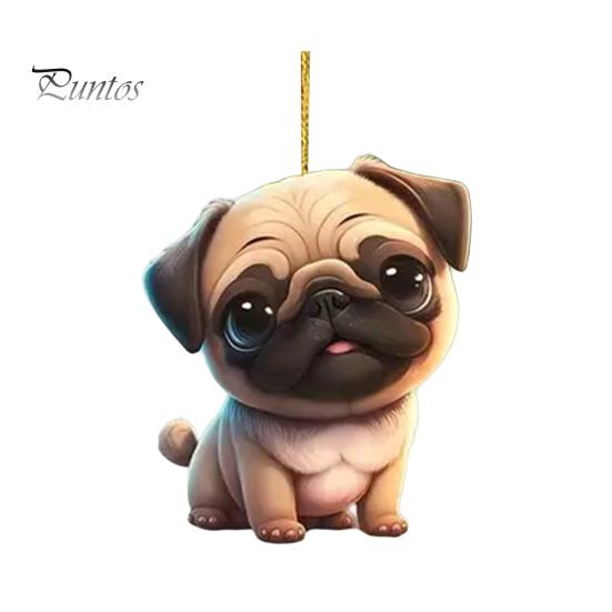 Подвесное украшение для автомобиля, симпатичная собачка, подвеска для зеркала заднего вида с шнурком, простая в установке акриловая подвеска для автомобильного зеркала