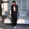 Women's Suit Set Autumn Temperament Short Suit Top + Slim High Waist Draped Suit Pants