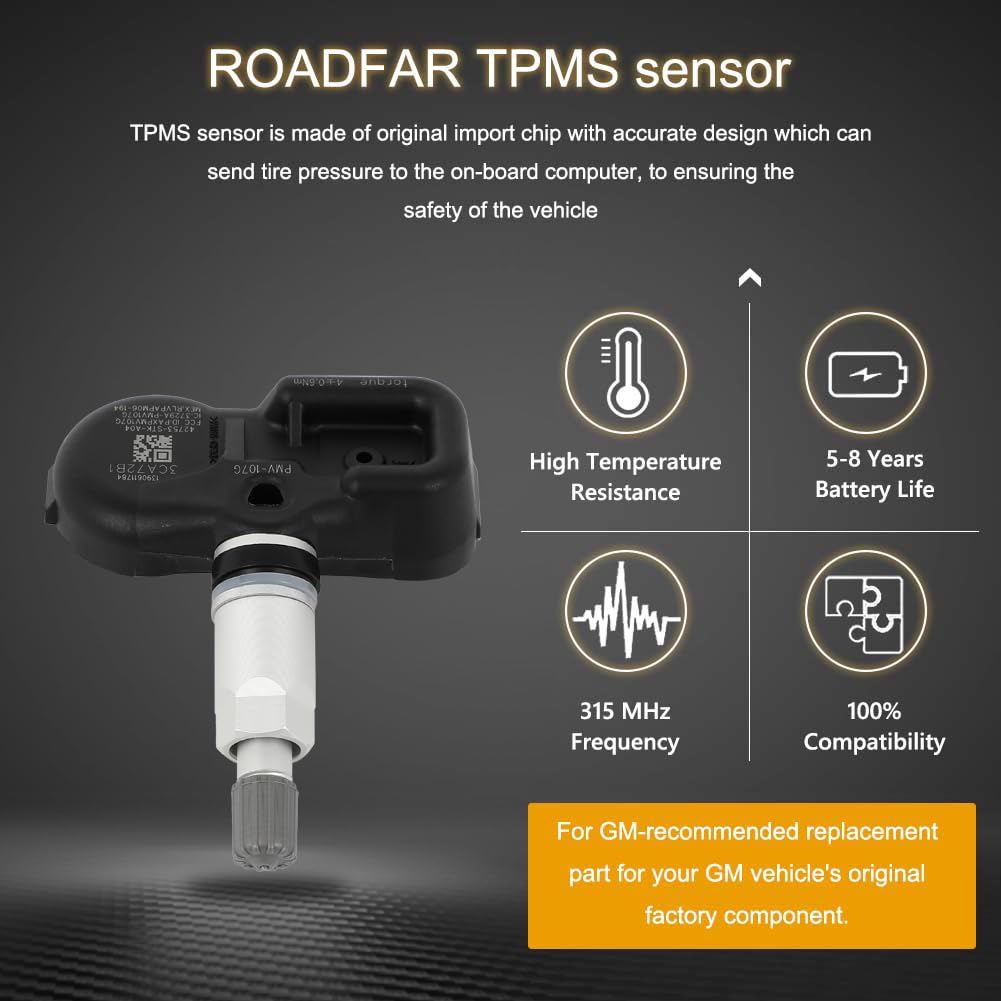 ROADFAR TPMS Sensor 315MHz Tire Pressure Sensor Fits 2007-2013 for Acura MDX 2007-2012 for Acura RDX 2009-2015 for Honda Pilot Replaces 42753-STK-A04