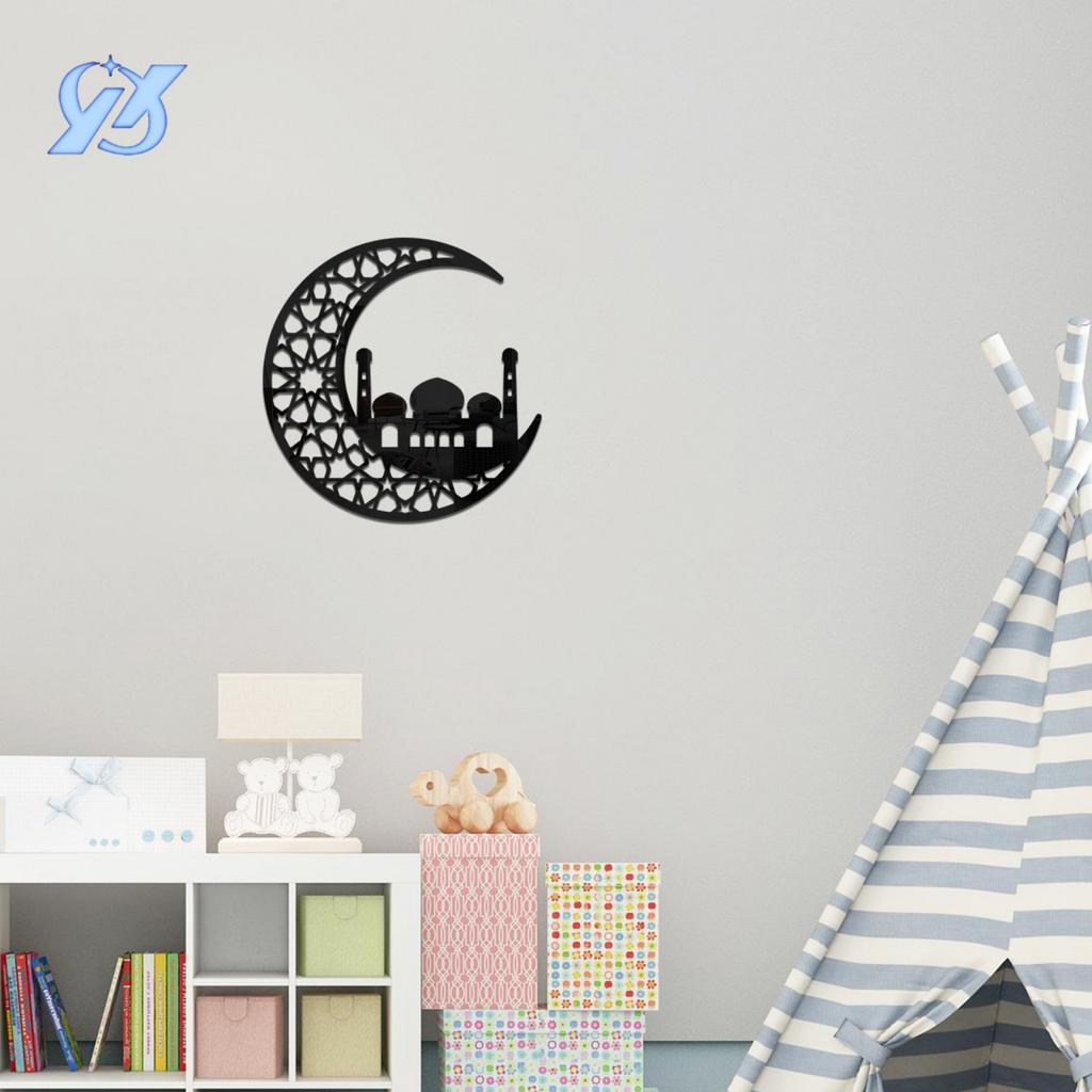 Креативные зеркальные акриловые настенные наклейки полая луна украшение спальни украшение гостиной настенные наклейки