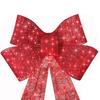 LED Bow Decoration Red Mesh Glowing Bow Light with 50 Lights & 8 Lighting Modes Battery Powered Lights for Outdoor Holiday Decor