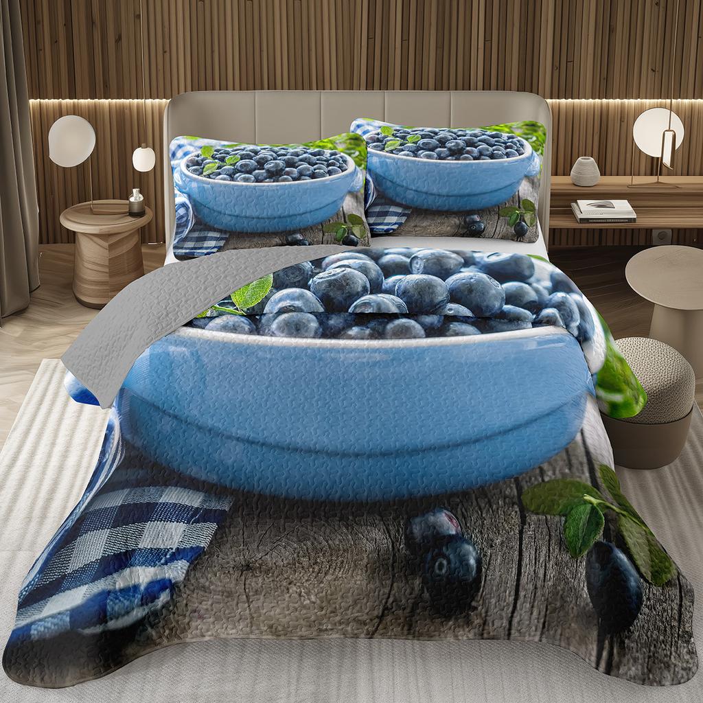 Покрывало с черникой размера кинг, твин, Гавайское летнее тропическое фруктовое покрывало для декора комнаты мальчика/девочки, Двустороннее стеганое постельное белье