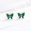 Temperament Mori Three-dimensional Green Korean Version Butterfly Stud Earrings Female Hong Kong Style Retro Fashion Sweet Small Earrings