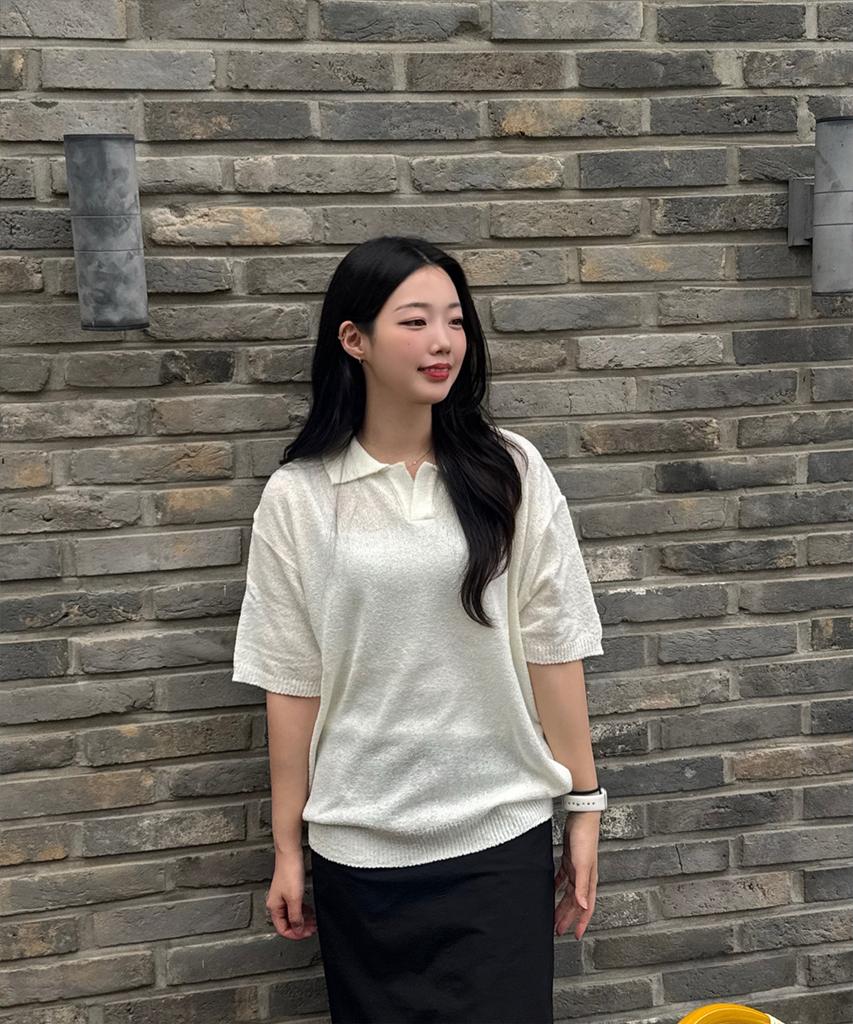 POLYGRAM Boucle Open Collar Half Knit - 8 Colors (Type B)