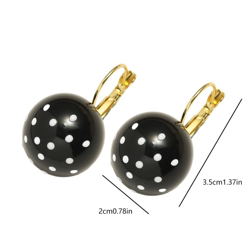 Zinc Zinc Alloy Polka Dot Earrings Black White Dangle Earrings Fashion Round Ball Ear Buckles  Party Wear