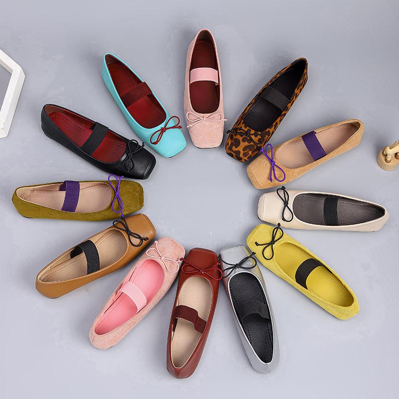 IPPEUM Туфли Мэри Джейн Женские Балетки Большой Размер 44 Туфли-лодочки с Квадратным Носком На Плоской Подошве 2025 Новые Туфли Балерины