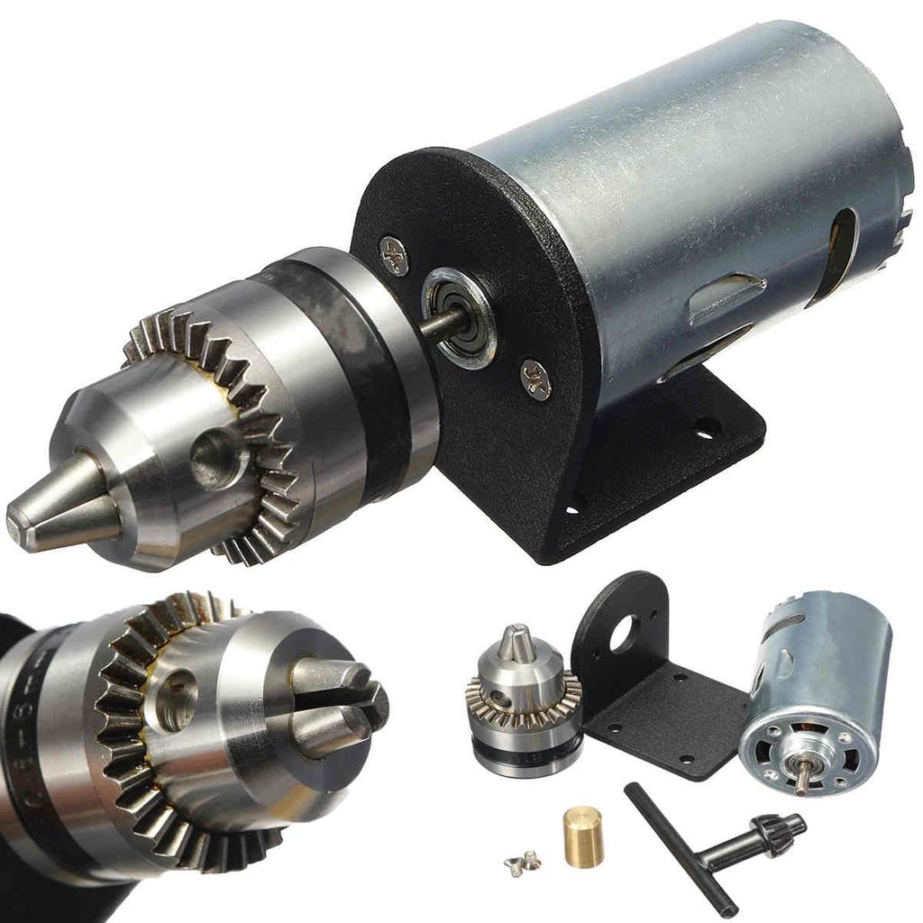 5-12V Mini Hand Drill DIY Lathe Press 555 Motor With Chuck+ Mounting Bracket New