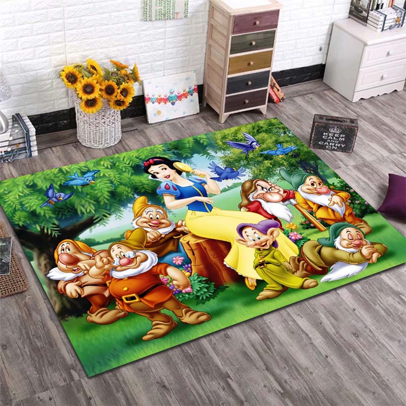 1PC Disney Snow White Print Carpet for Living Room Bedroom Kid's Room Home Decor Pink Room Decor Area Rug Non-slip Mat Play Mat