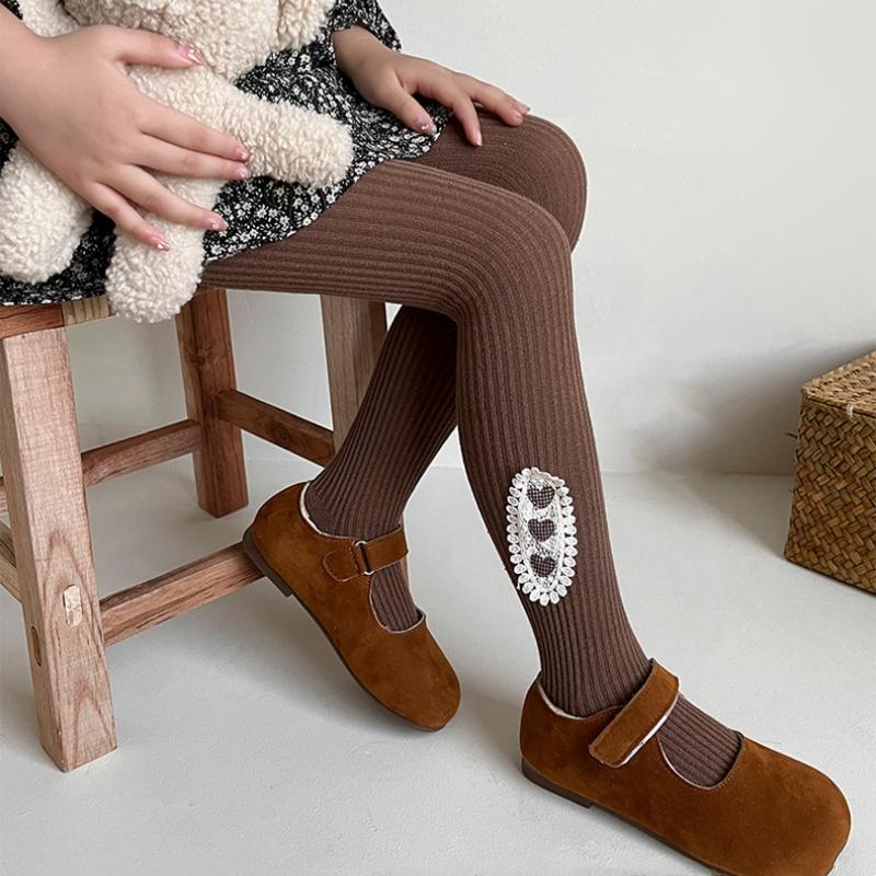 Warm Knitted Girls Pantyhose Spring Autumn Cotton Baby Tights Heart Flower Girls Leggings Kids Children Tights