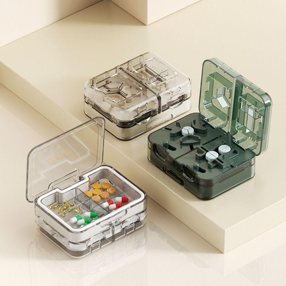Moisture-proof Double-Layer Pill Box Plastic Pill Splitter Portable Pill Organizer Kids