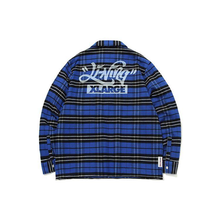 Li Ning X Xlarge Collaboration свободная повседневная клетчатая куртка мужская куртка синего цвета AFDQ879-1