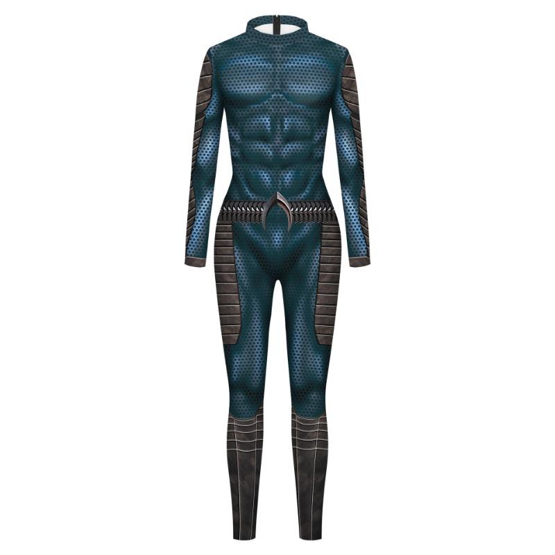 Осень Хэллоуин Костюм Аквамена Цифровая печать Косплей Колготки комбинезон