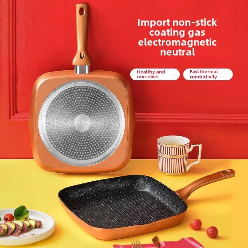 Steak frying pan medical stone pan non-stick household pancake induction cooker universal layer cake pan non-stick