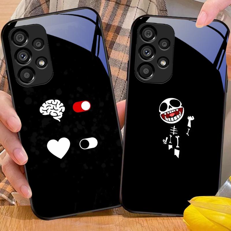 Танцующий Скелет Для Samsung Galaxy S10 S20 Plus S21 FE S22 S23 S24 FE S25 Ultra Черный Чехол для Телефона из Закаленного Стекла Жесткий Чехол