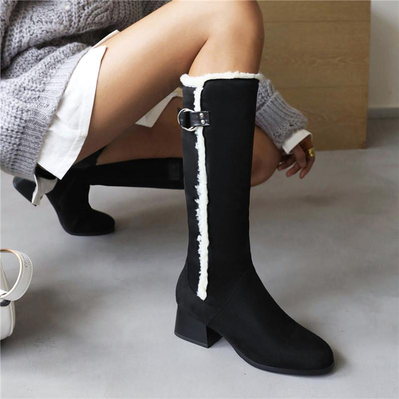 Women's High Heel Boots Autumn and Winter New European and American Style Thick Heel Suede Large Size Women's Boots