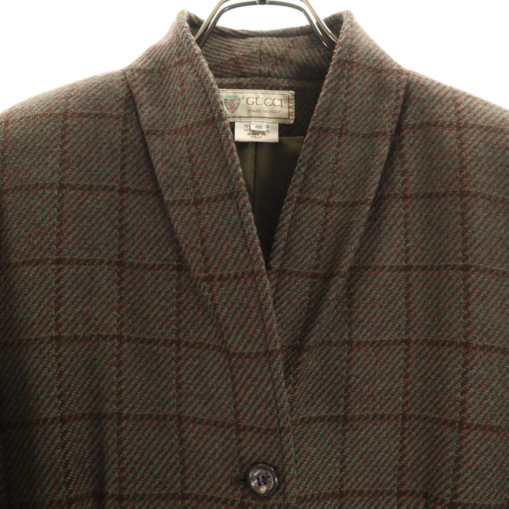 Gucci Шерстяной винтажный костюм-юбка в клетку, комплект, женский, б/у, 80-е, сделано в Италии