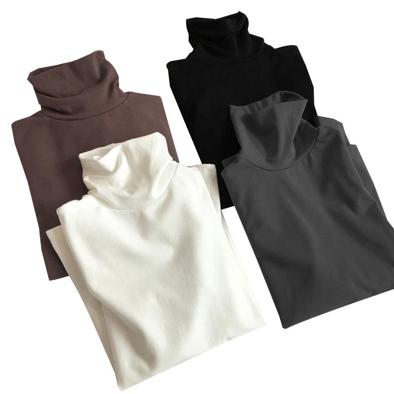 Women's Slim Fit High Collar Velvet Long-Sleeve T-Shirt for Autumn/Winter 2024