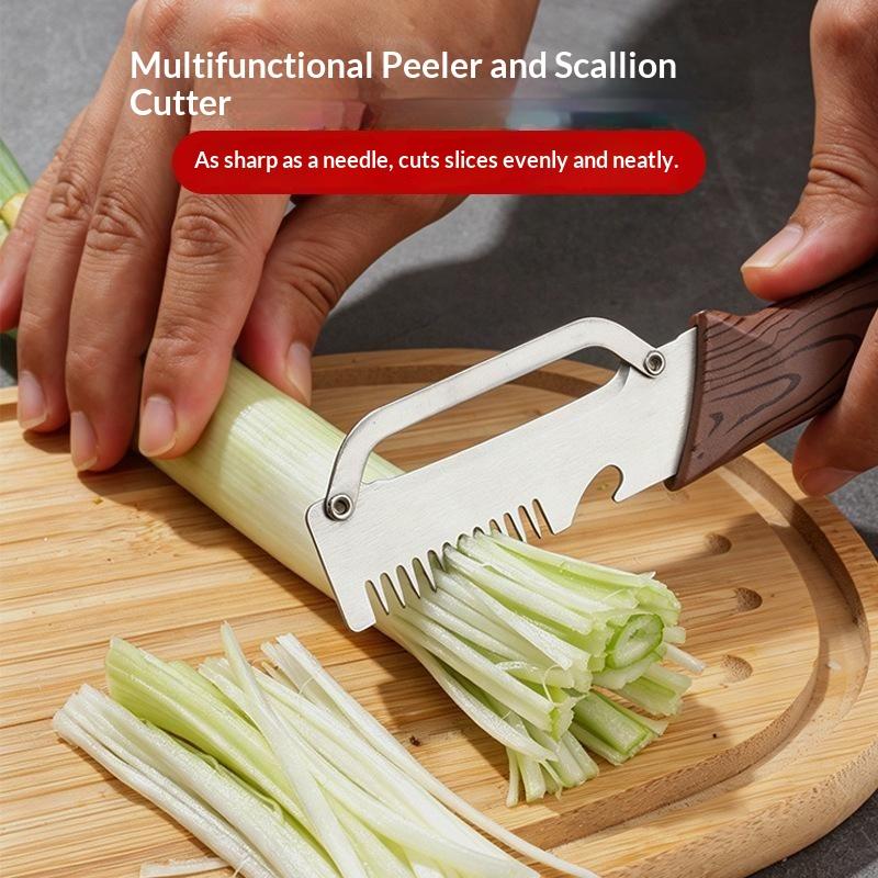 Portable Multifunctional Vegetable Peeler Sharp Stainless Steel Blade Wood Grain Handle for Travel Camping Kitchen Daily Use