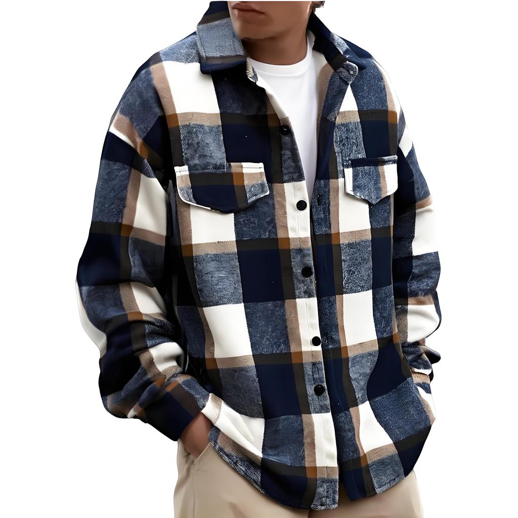 Men's Flannel Shirts Button Down Plaid Shirt Long Sleeve Collared Shirts Jacket Casual Fashion Shacket With