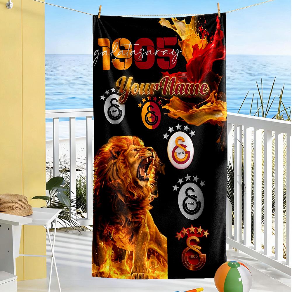 Galatasaray Personalized Text Beach Towel Quick-Dry Soft Microfiber