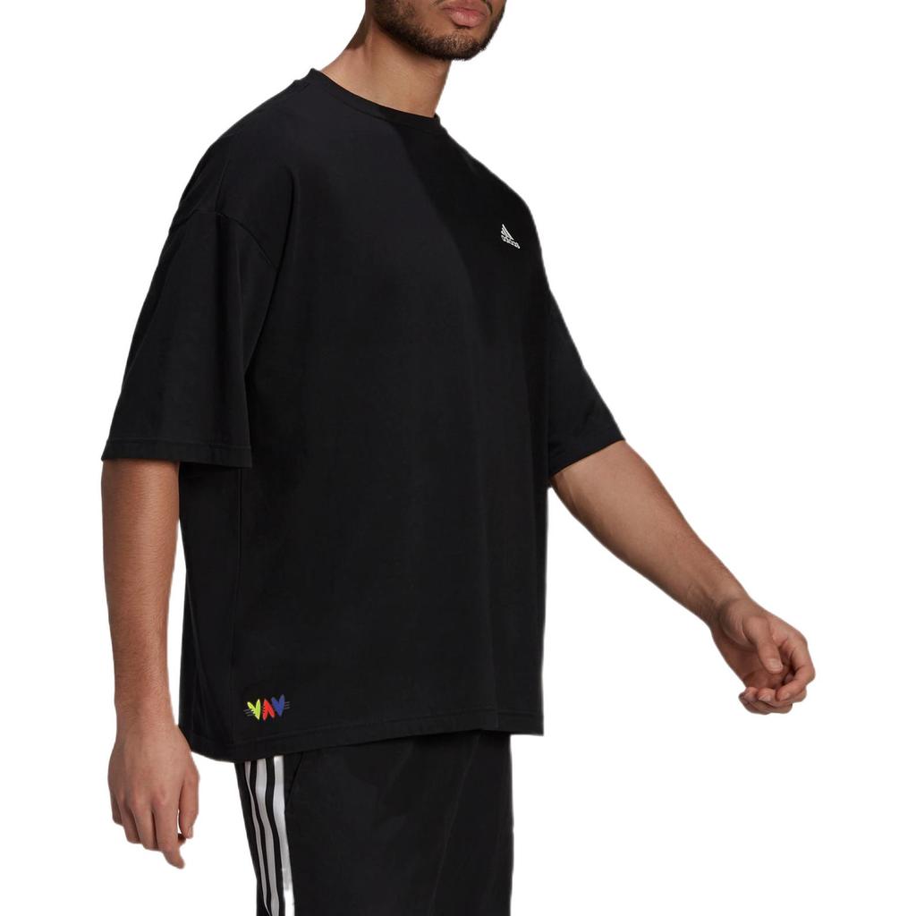 Adidas T Shirts Men's Black Crew Neck Moderate Straight Fit H61130
