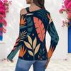 Женский Топ Большого Размера с Асимметричным Вырезом на Шее, Открытыми Плечами, Длинным Рукавом, Принтом, Облегающий