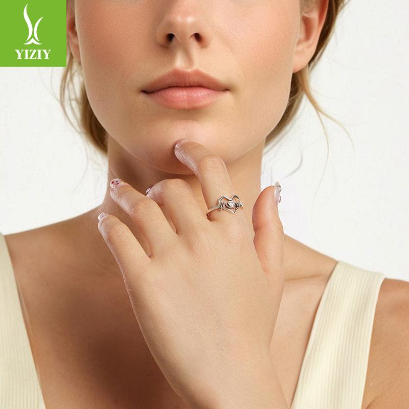Mother'S Day Love Ring S925 Sterling Silver Festive Family Elements, Fashionable Explosion