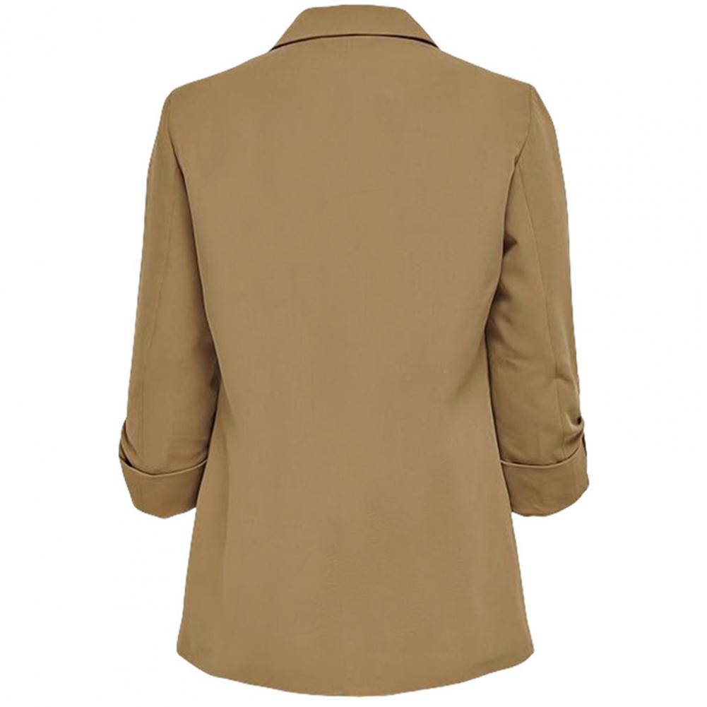 Women Suit Coat Turn-down Collar Long Sleeve Pockets Suit Jacket Solid Color Open Front Office Lady Business Outwear