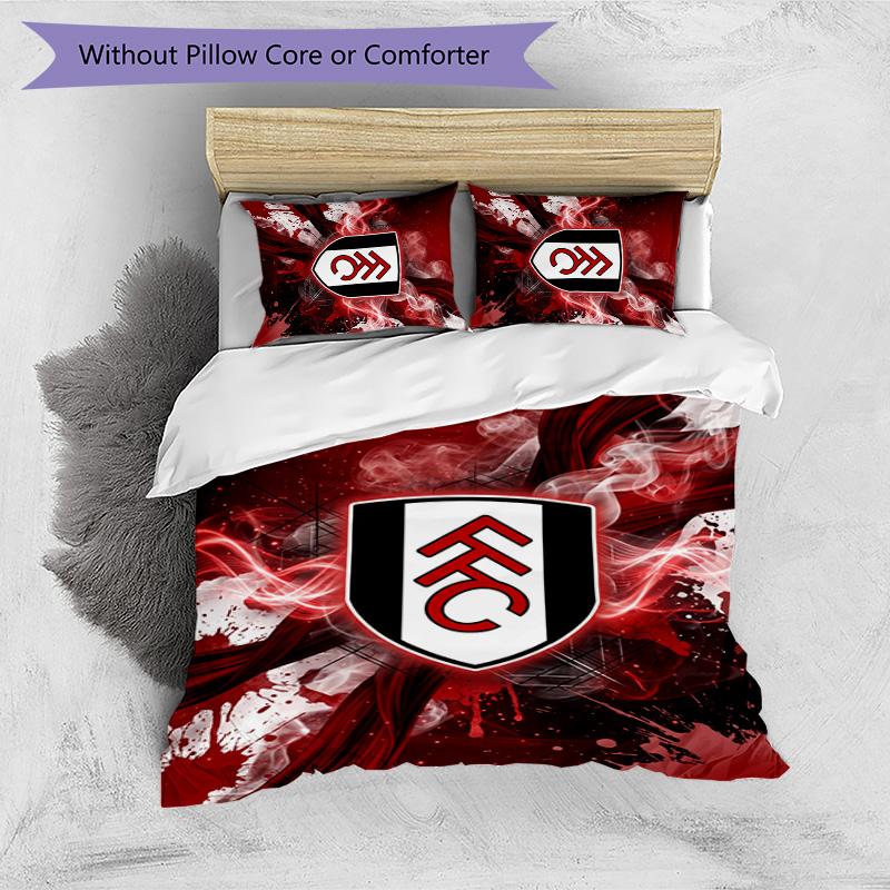 Fulham Football Printed 3 Pieces Bedding Set, Comfortable Skin Friendly Bedroom Duvet Cover Set