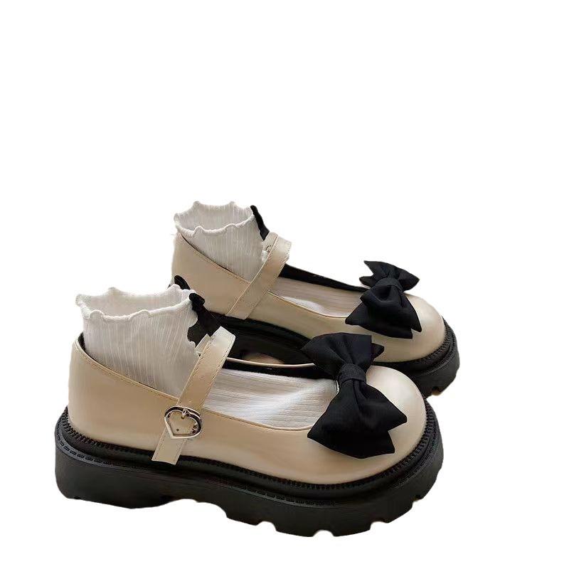 Туфли женские Мэри Джейн Милые и классные Маленькие кожаные туфли Повседневные женские туфли на платформе Летние тонкие туфли с бантом Модные туфли