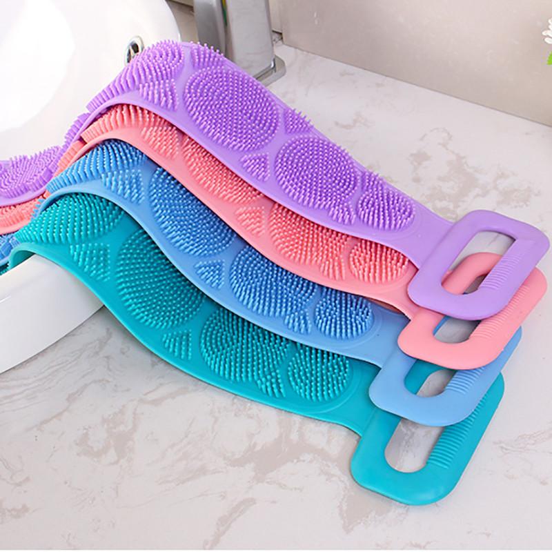 Силиконовые щетки для ванной комнаты, пояс для ванны, растирающий спину, грязевой пилинг, отшелушивающий двойной боковой массаж, скруббер для душа, кожи, чистое полотенце